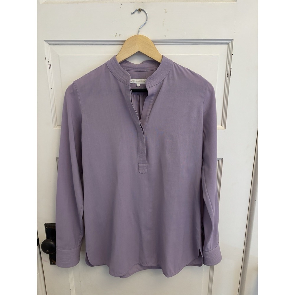 ANN MASHBURN Lavender Purple Split-Neck Tunic Top